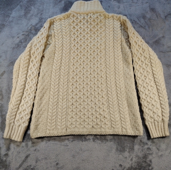 Vintage Made in Ireland Inis Crafts 100% Merino Wool Full Zip Cardigan Sweater - Picture 3 of 8
